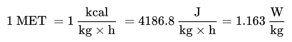 Расчетная формула MET